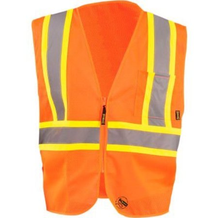 OCCUNOMIX Self Extinguishing Standard Vest, Class 2, Two Tone, Orange/Yellow, L TSE-IM2TZ-OL